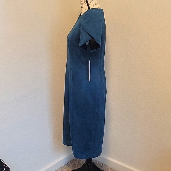 Calvin Klein Faux Suede Tulip Sleeved Dress - Picture 5 of 13
